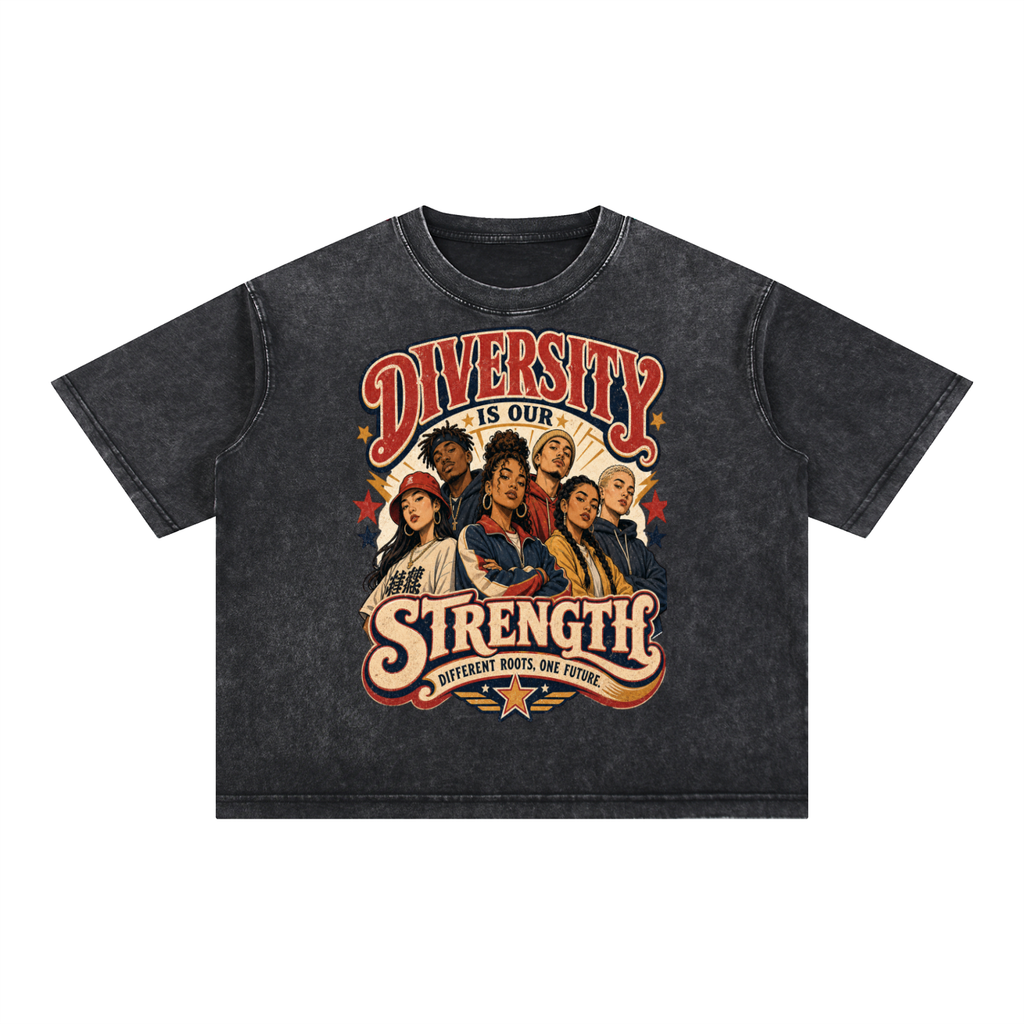 Diversity is Our Strength-Mineral Wash Boxy Cotton T-Shirt