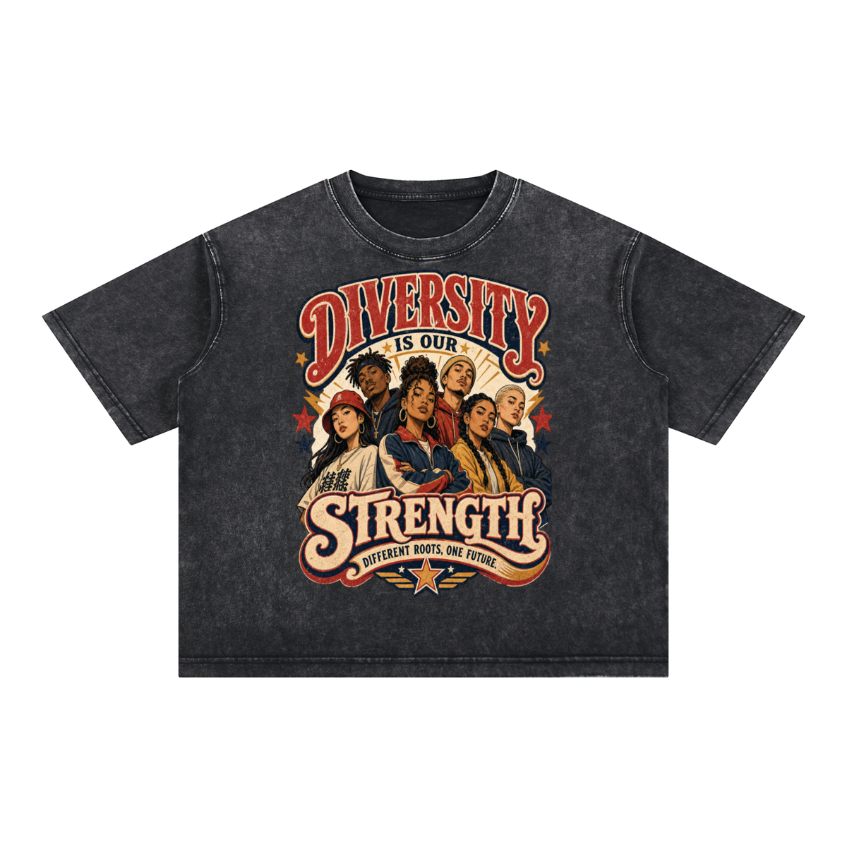 Diversity is Our Strength-Mineral Wash Boxy Cotton T-Shirt