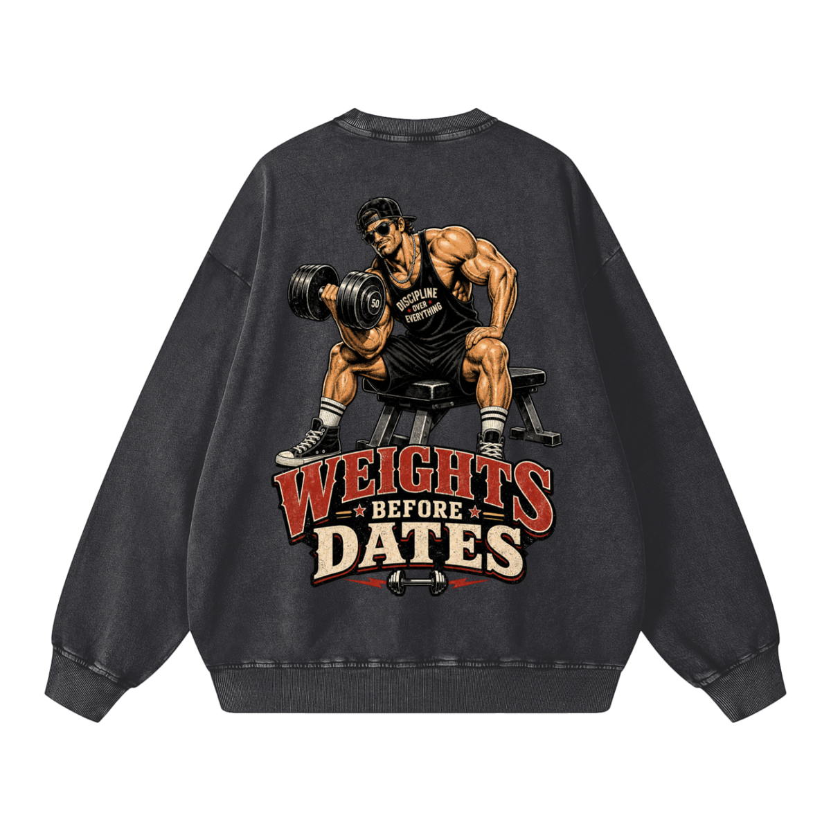 Weights Before Dates — Oversized Snow Washed Sweatshirt