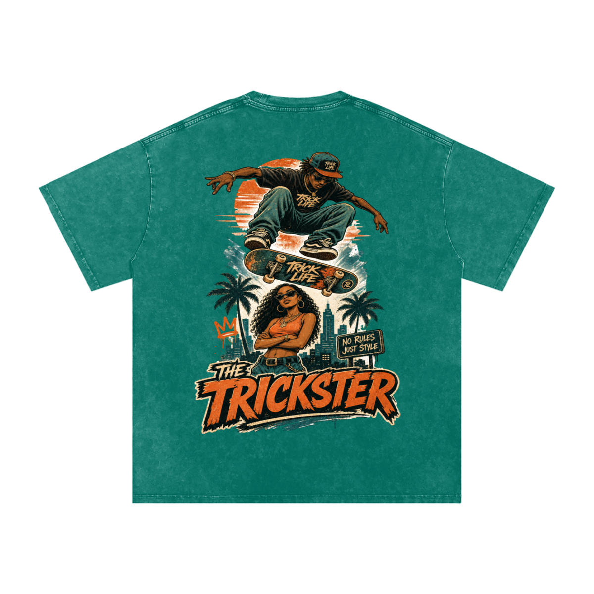 The trickster-Snow Washed Oversized Cotton T-Shirt