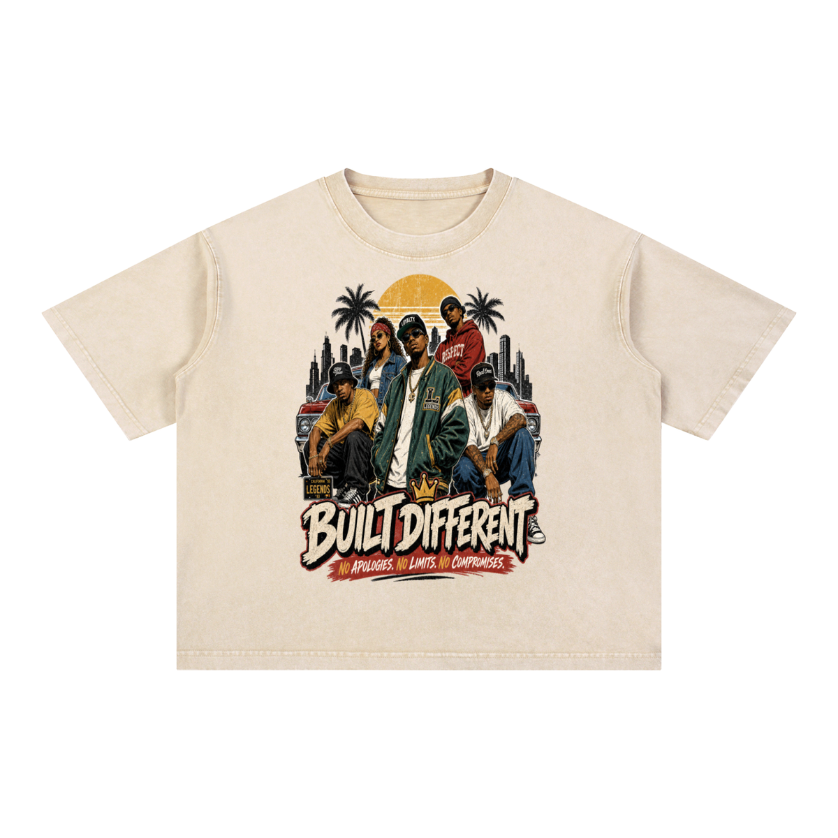 Built different-Mineral Wash Boxy Cotton T-Shirt