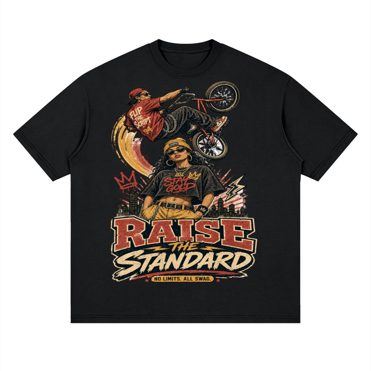 Raise the standard-Streetwear Loose Drop Shoulder T-Shirt