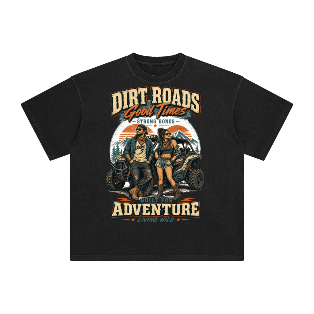 Dirt roads good times-Enzyme Washed T-Shirt