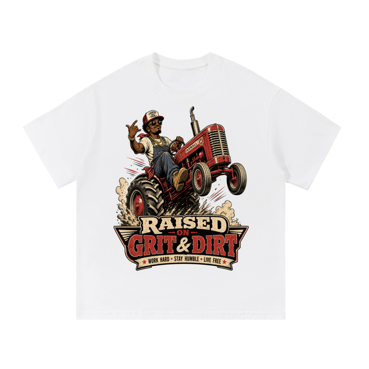 Raised on grit and dirt-Essential Cotton T-Shirt