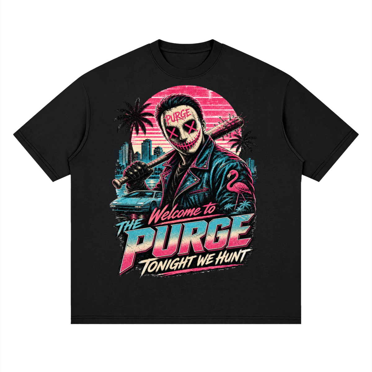 Welcome to the purge-Streetwear Loose Drop Shoulder T-Shirt
