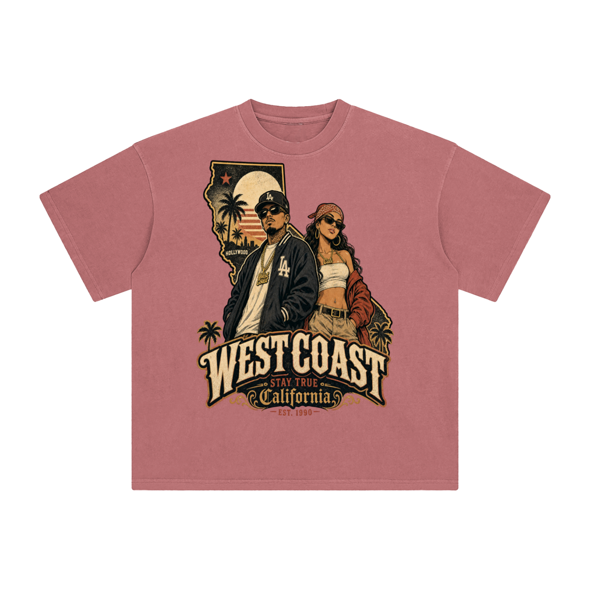 West coast-Enzyme Washed T-Shirt