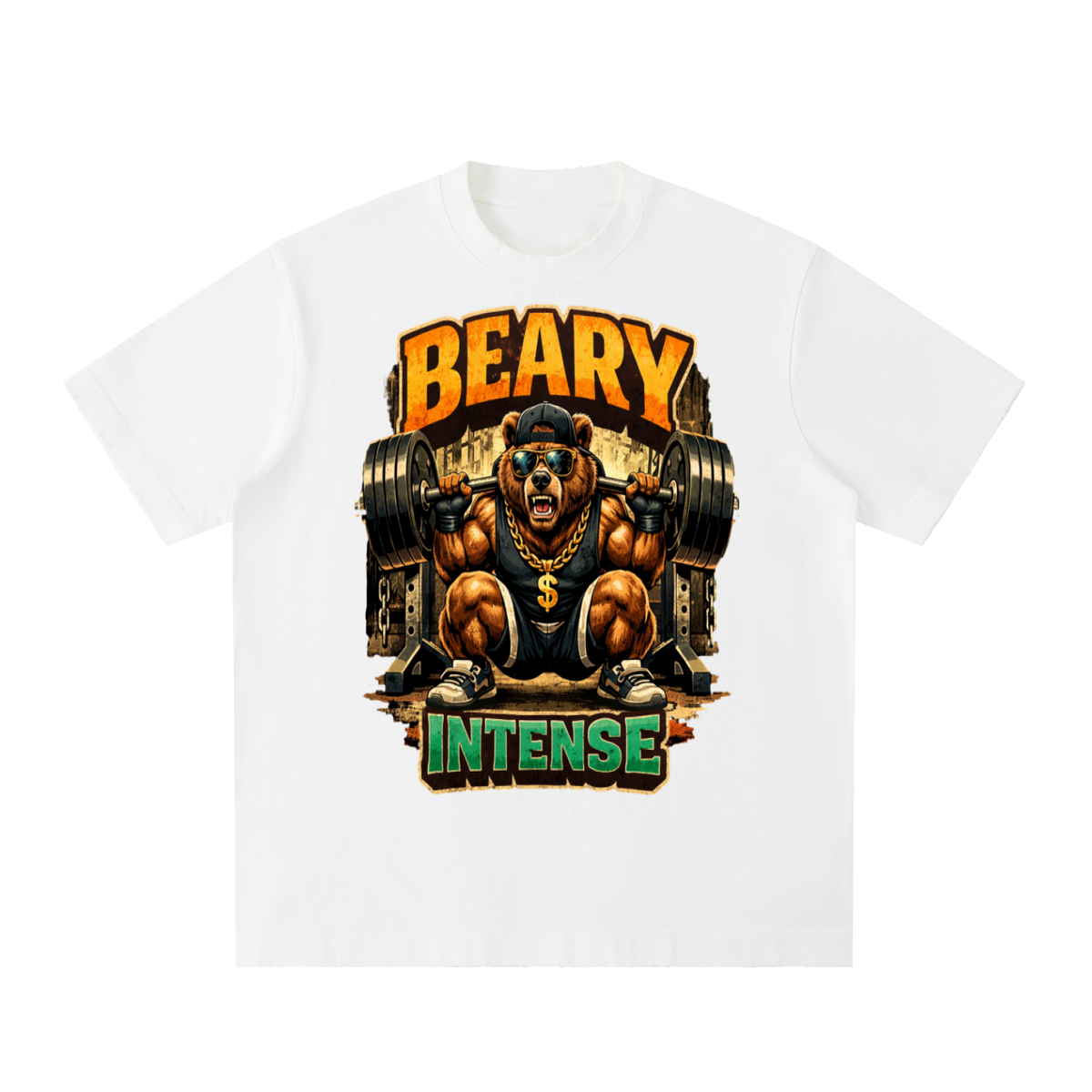 Beary intense-Heavyweight Vintage Washed Frayed T-Shirt