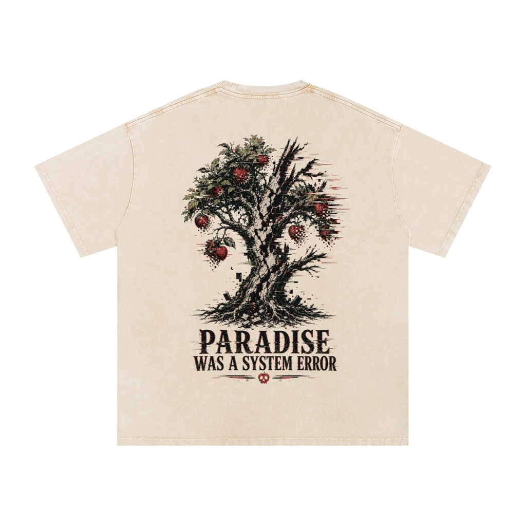 Paradise was a system error-Snow Washed Oversized Cotton T-Shirt