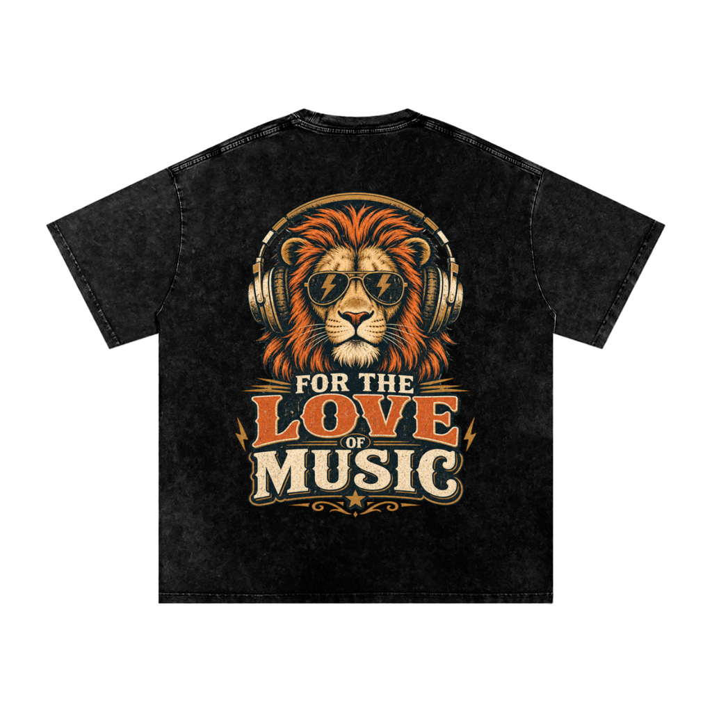 For the love of music-Snow Washed Oversized Cotton T-Shirt