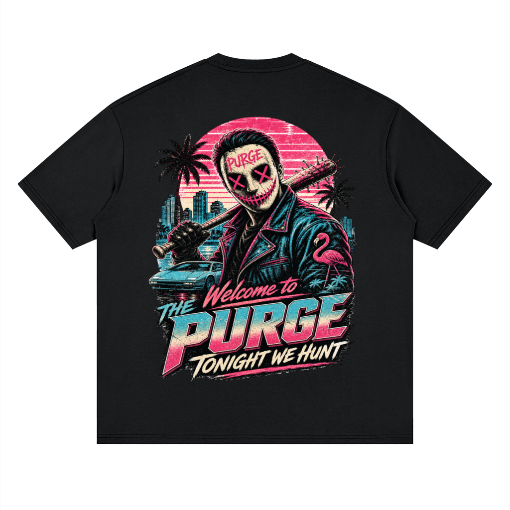 Welcome to the purge-Streetwear Loose Drop Shoulder T-Shirt