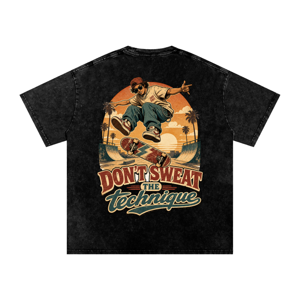 Don't sweat the technique-Snow Washed Oversized Cotton T-Shirt