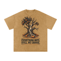 Everything rots still we chose-Snow Washed Oversized Cotton T-Shirt
