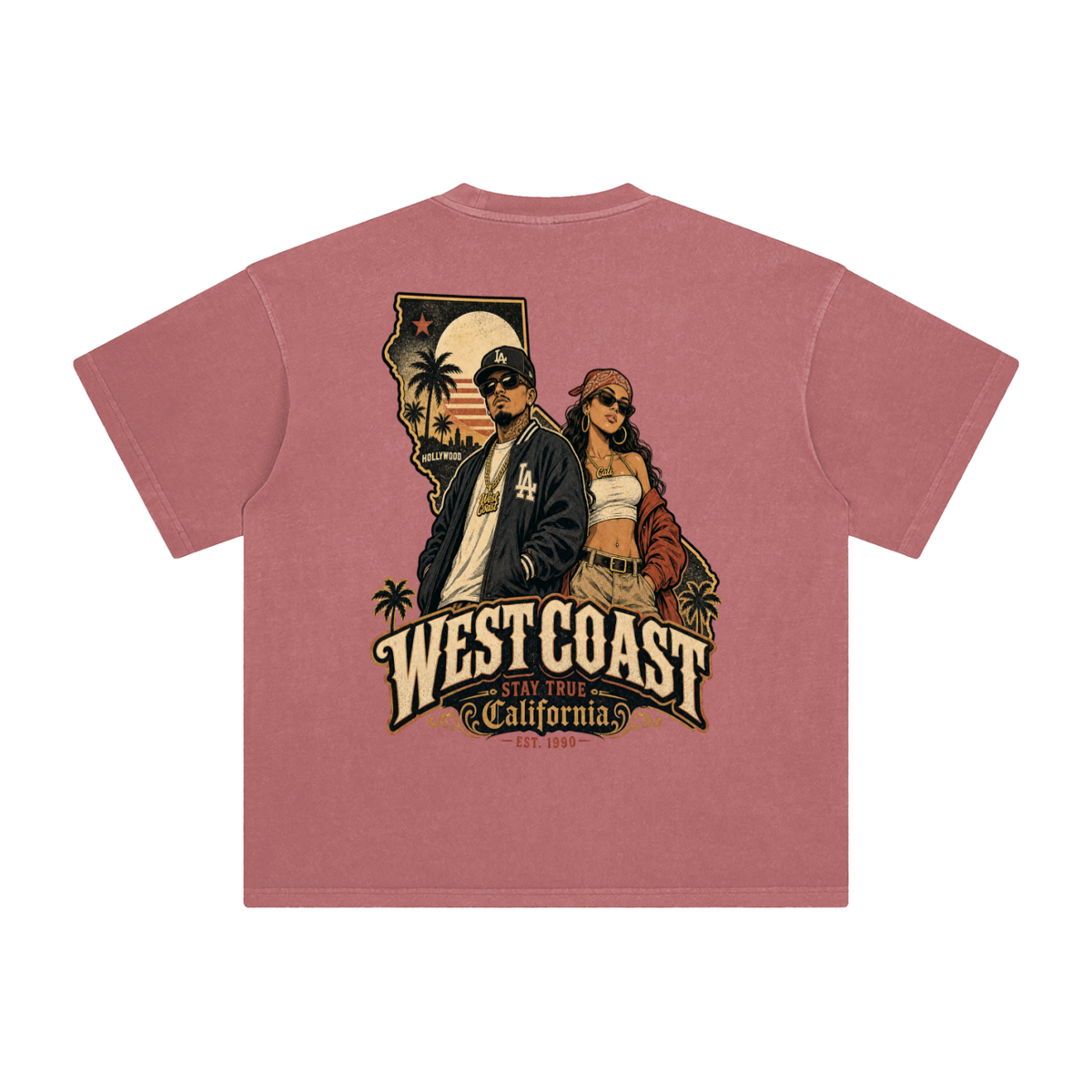 West coast-Enzyme Washed T-Shirt