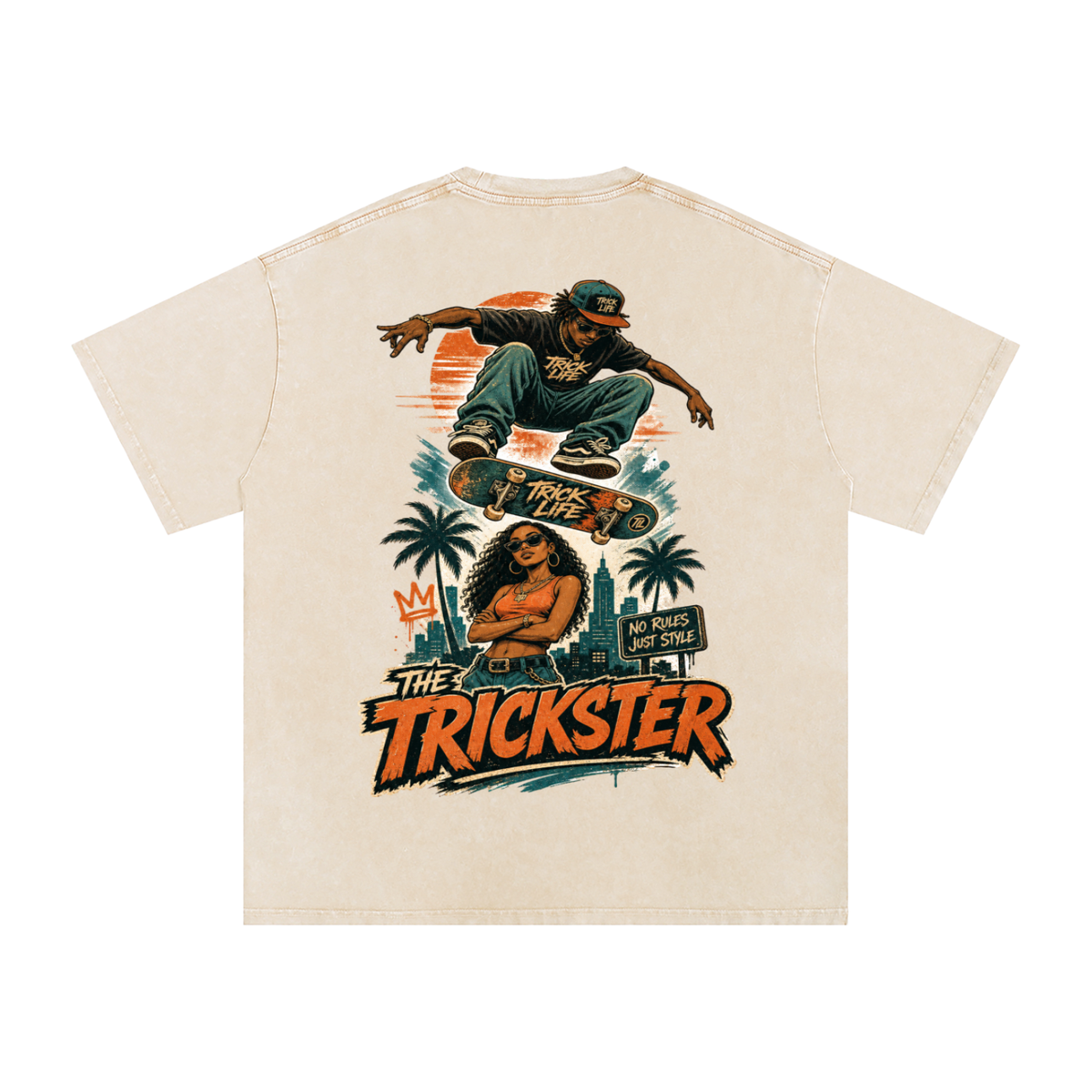 The trickster-Snow Washed Oversized Cotton T-Shirt