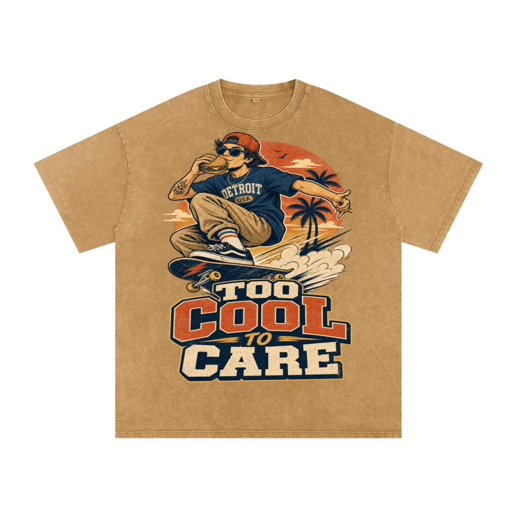 Too cool to care-Snow Washed Oversized Cotton T-Shirt