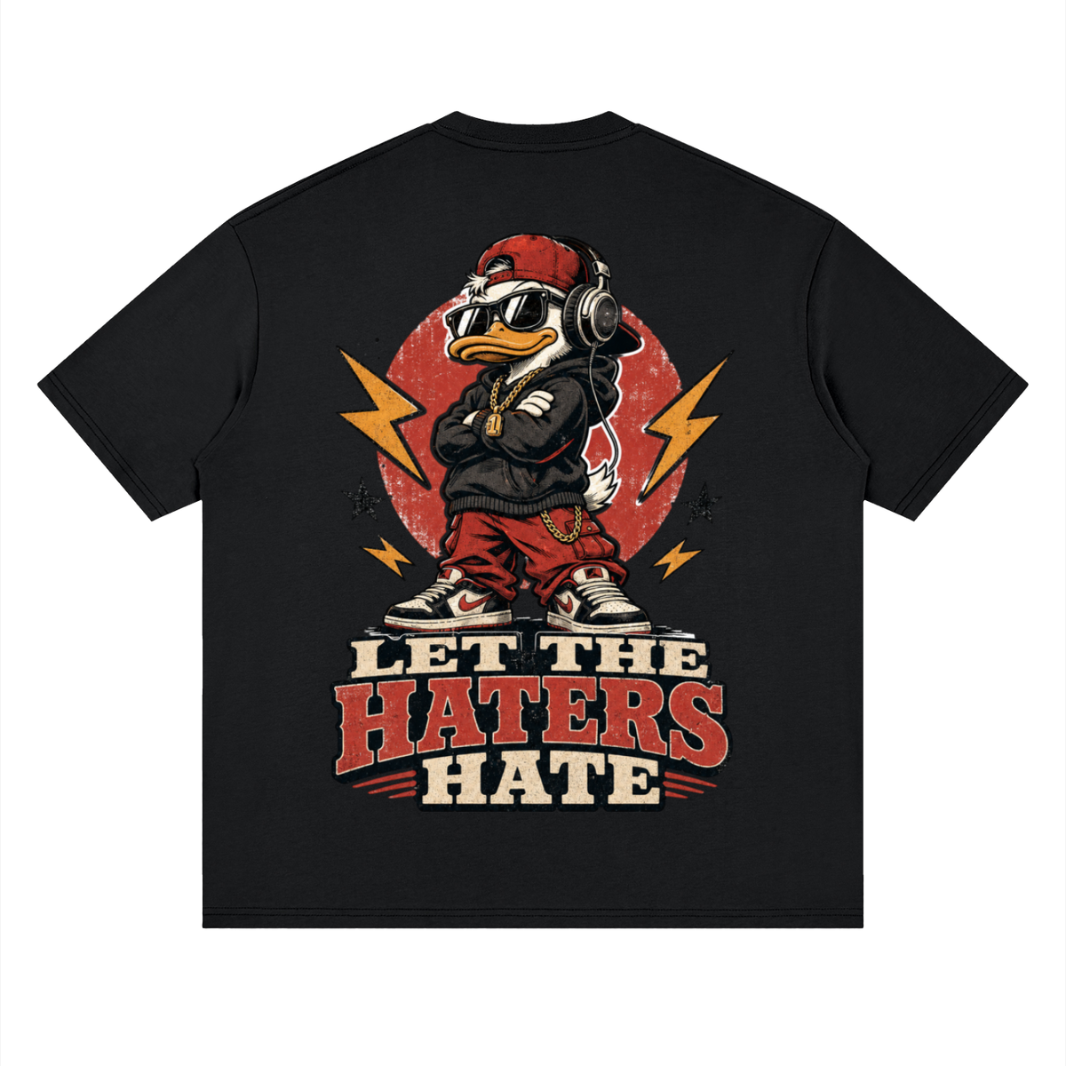 Let the haters hate-Streetwear Loose Drop Shoulder T-Shirt