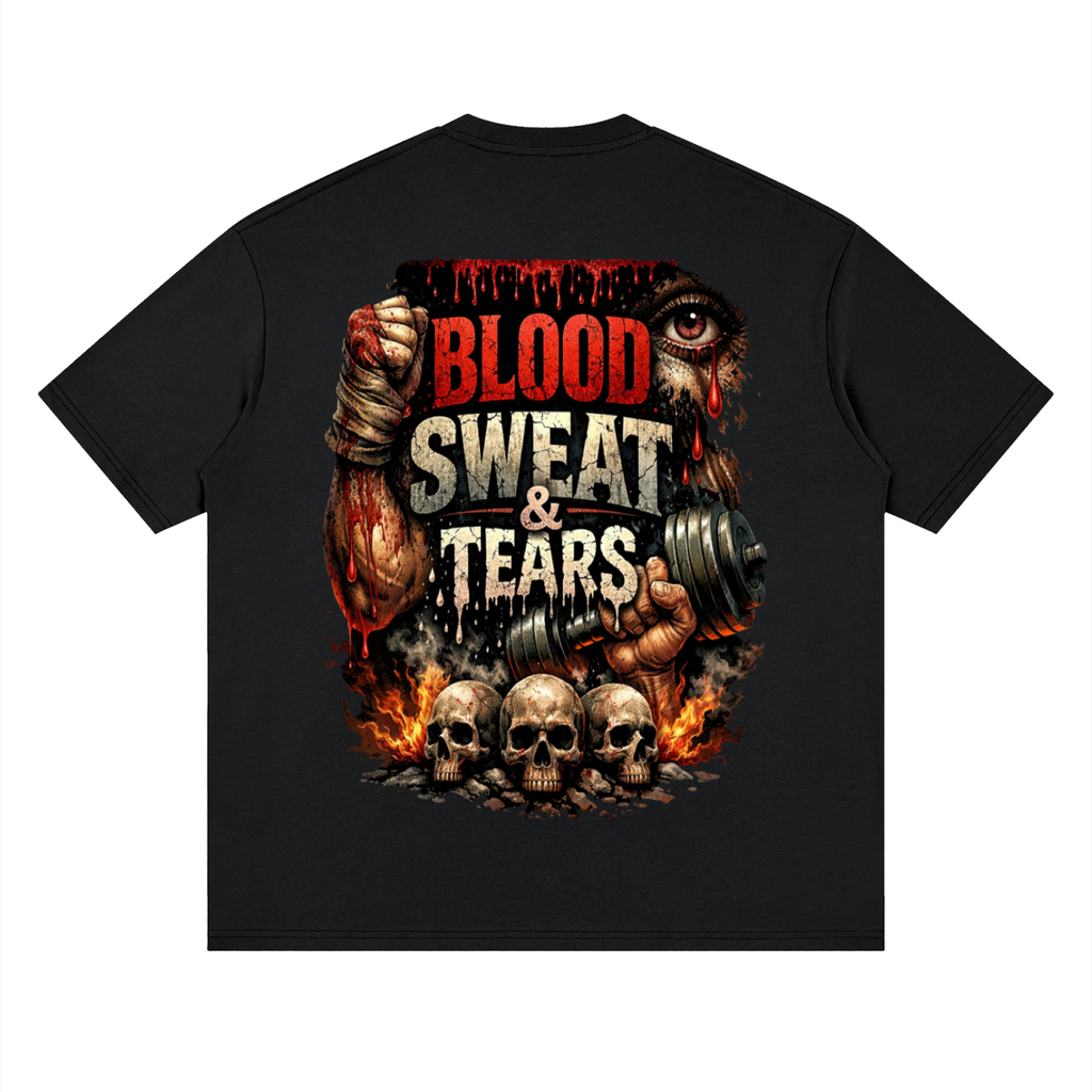Blood sweat & tears-Streetwear Loose Drop Shoulder T-Shirt