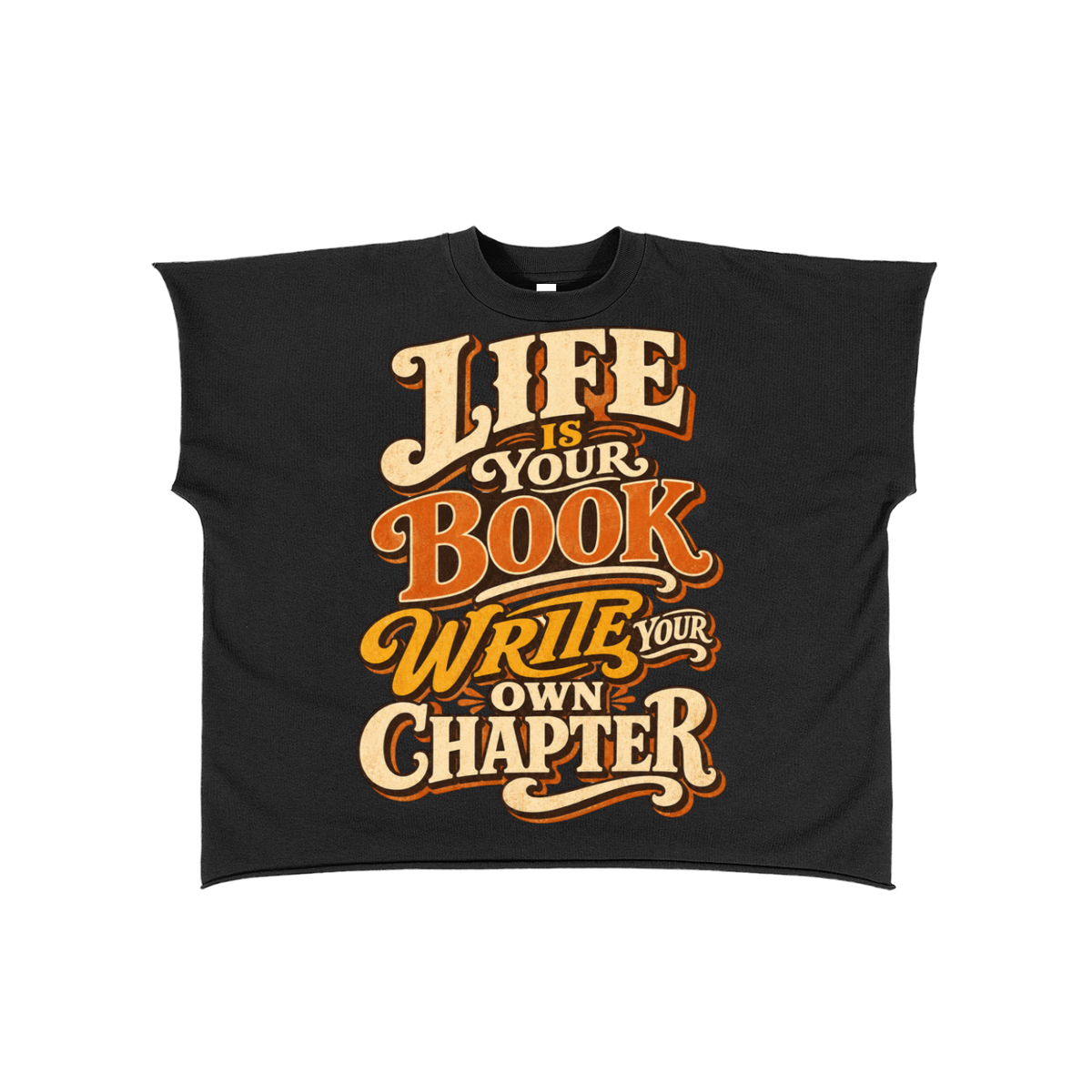 Life is your book-Raw Edge Boxy Non-Shrink T-Shirt
