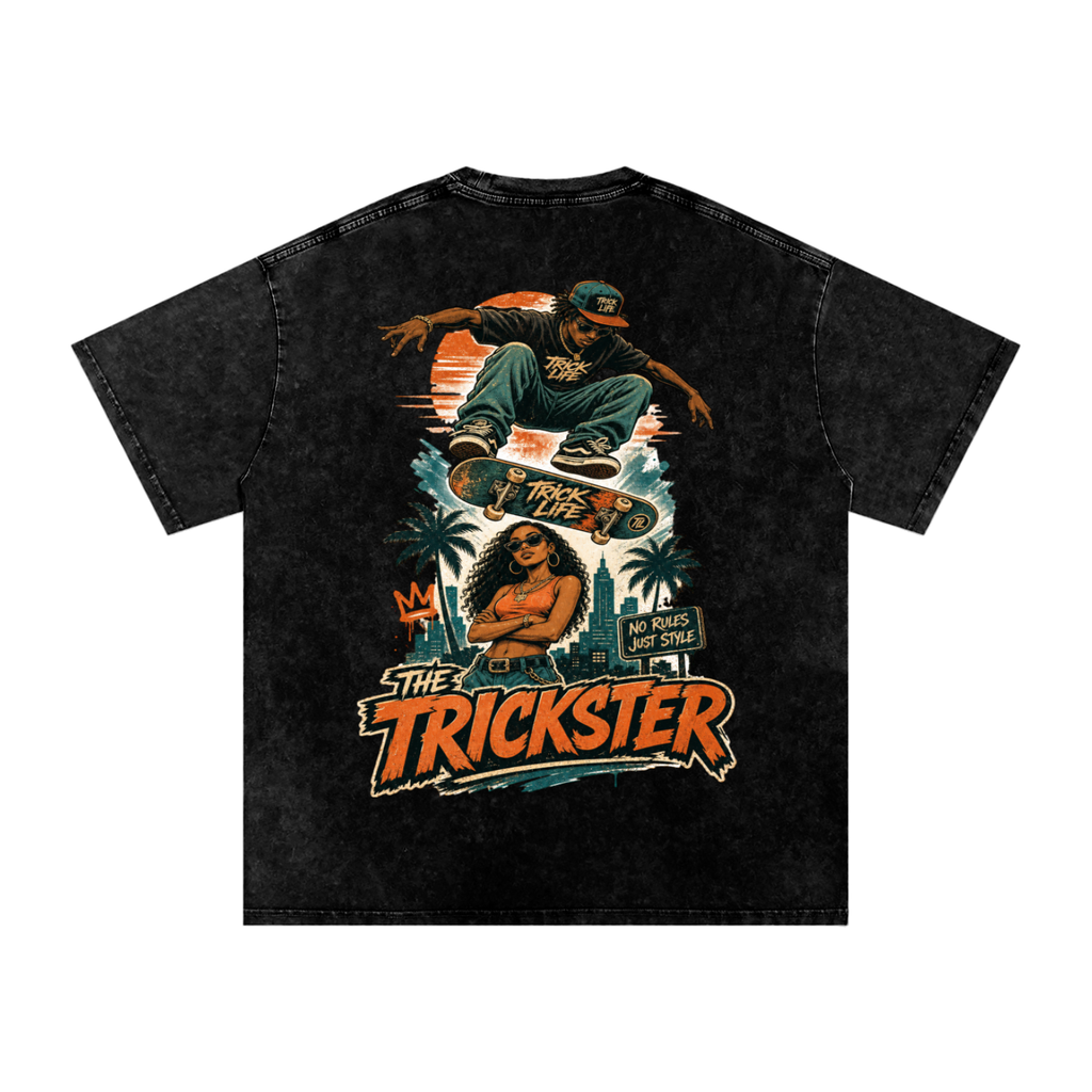 The trickster-Snow Washed Oversized Cotton T-Shirt