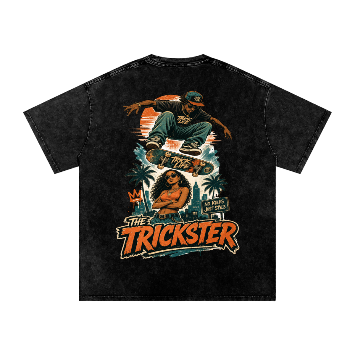 The trickster-Snow Washed Oversized Cotton T-Shirt