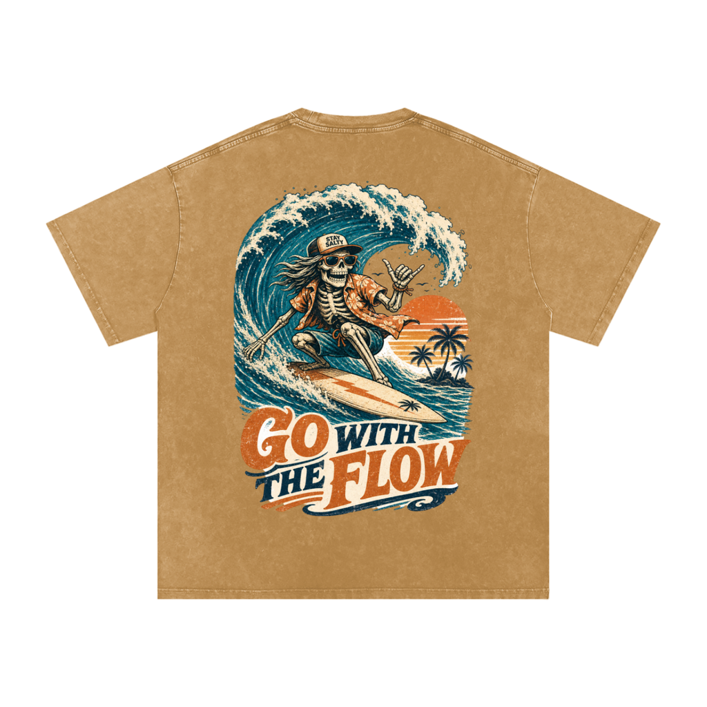 Go with the flow-Snow Washed Oversized Cotton T-Shirt