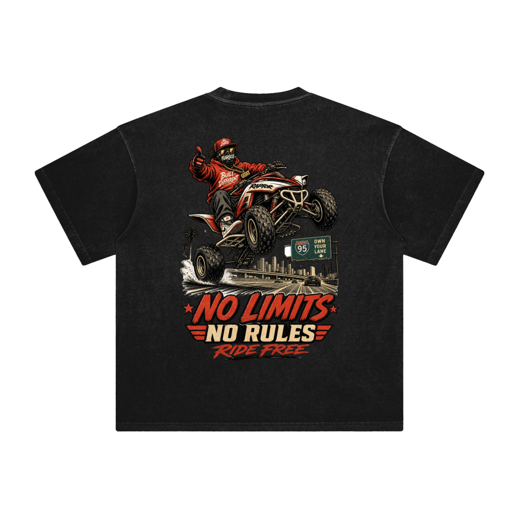 No limits no rules-Enzyme Washed T-Shirt