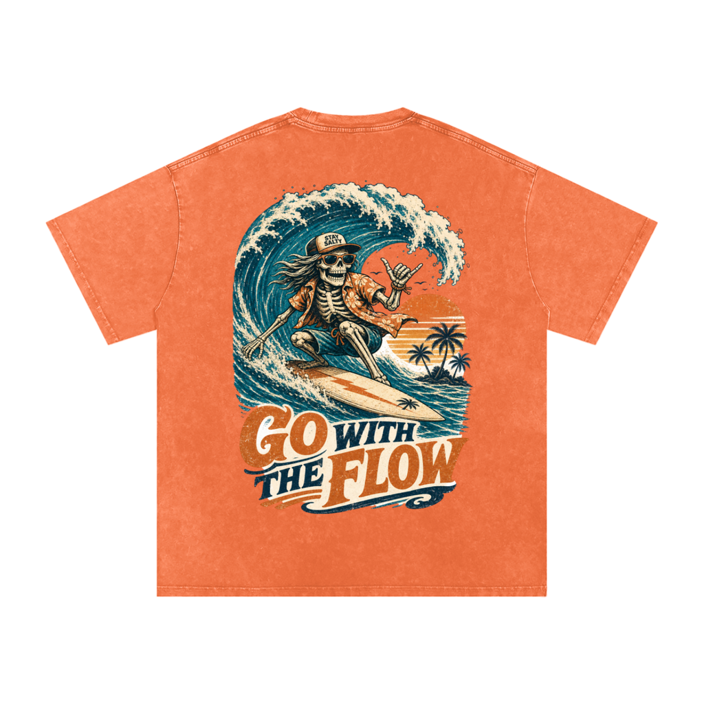 Go with the flow-Snow Washed Oversized Cotton T-Shirt