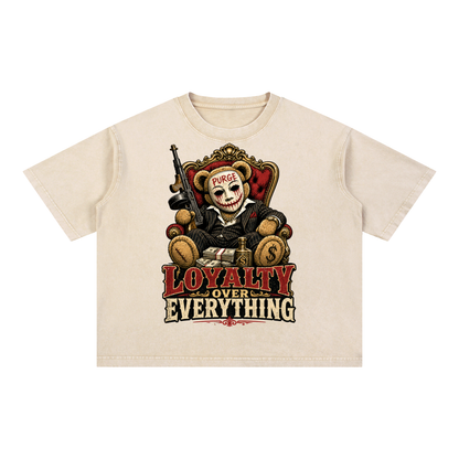 Unisex Loyalty over everything Mineral Wash Boxy Cotton T-Shirt