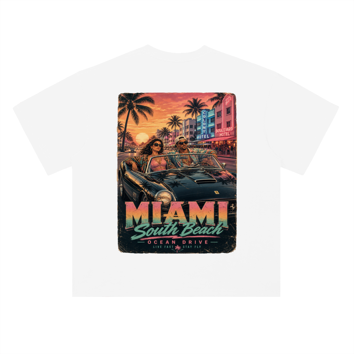 Miami south beach-Heavyweight Drop Shoulder Cotton T-Shirt