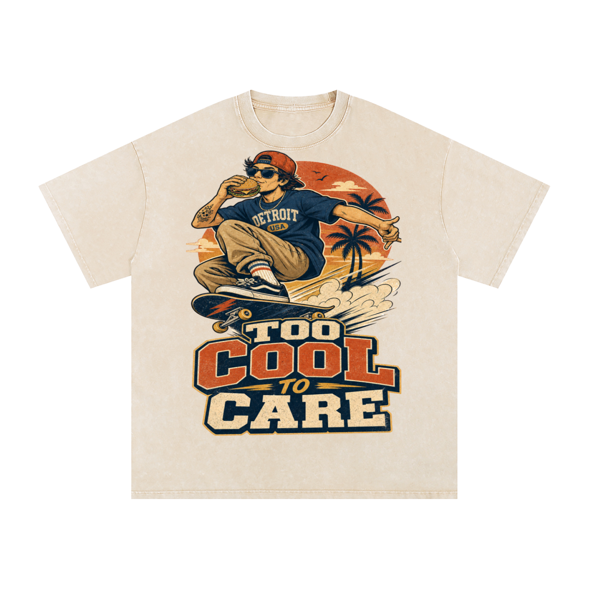 Too cool to care-Snow Washed Oversized Cotton T-Shirt