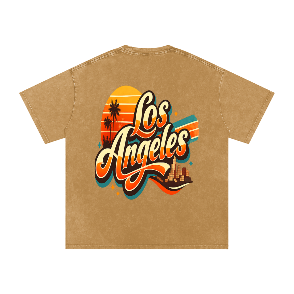 Los Angeles-Snow Washed Oversized Cotton T-Shirt