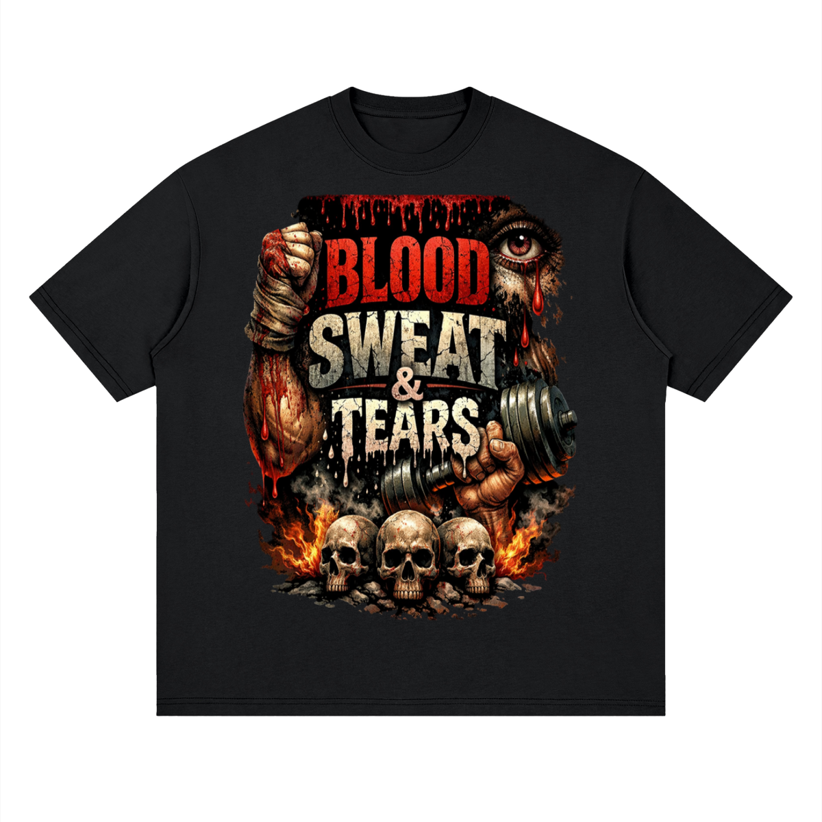 Blood sweat & tears-Streetwear Loose Drop Shoulder T-Shirt