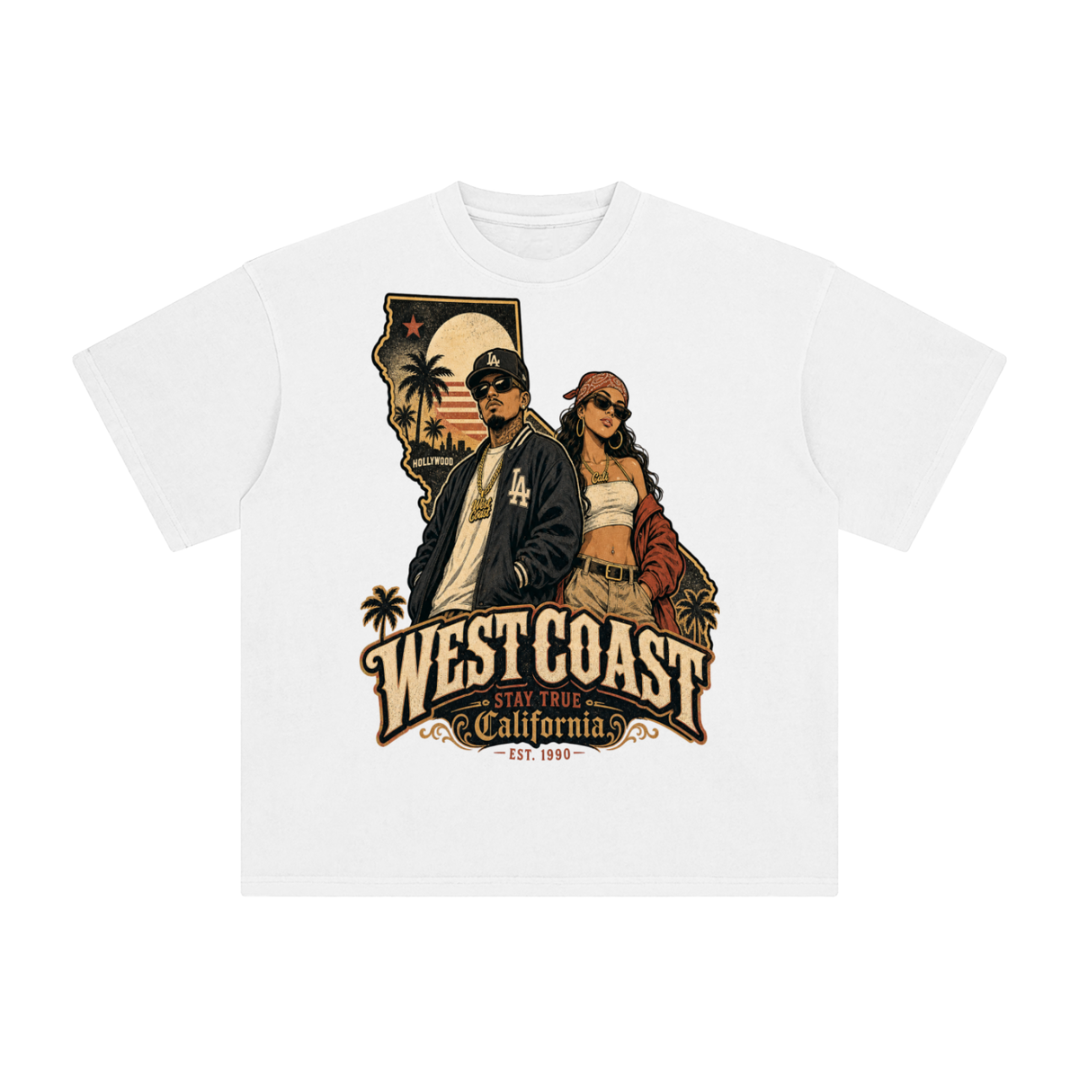 West coast-Enzyme Washed T-Shirt
