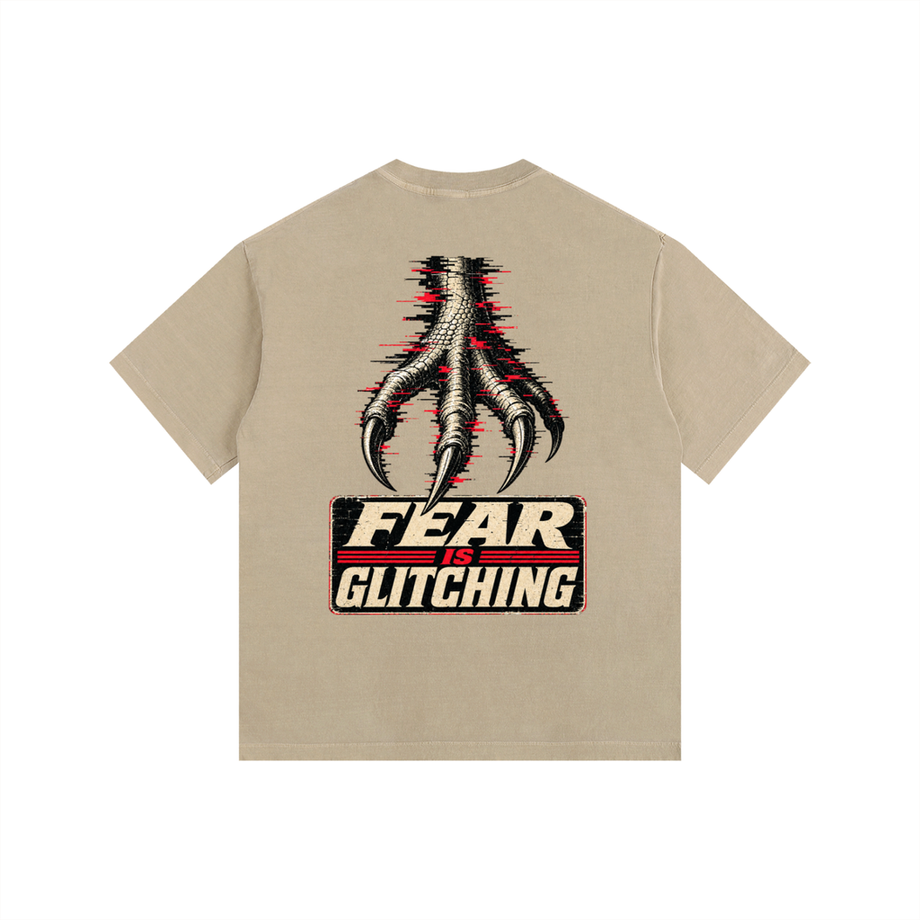Fear is glitching-Vintage Washed Oversized Cotton T-Shirt