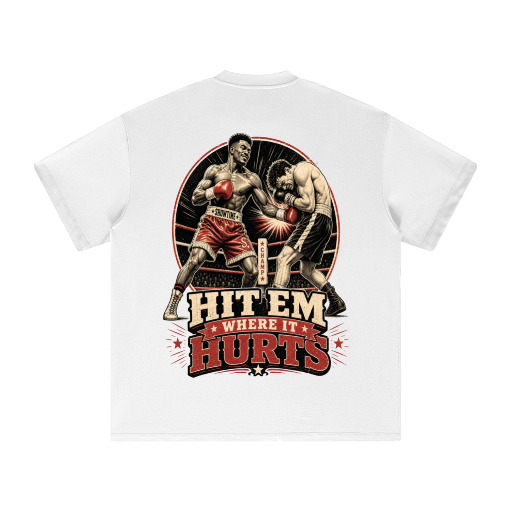 Hit em where it hurts-Heavyweight Earth Tone T-Shirt