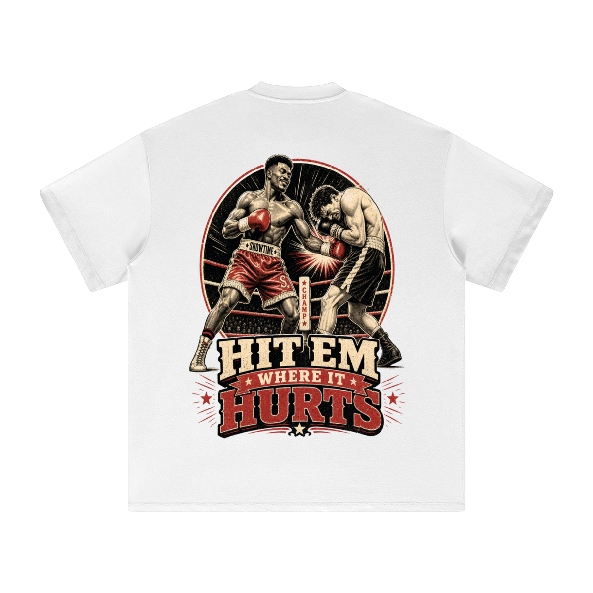 Hit em where it hurts-Heavyweight Earth Tone T-Shirt
