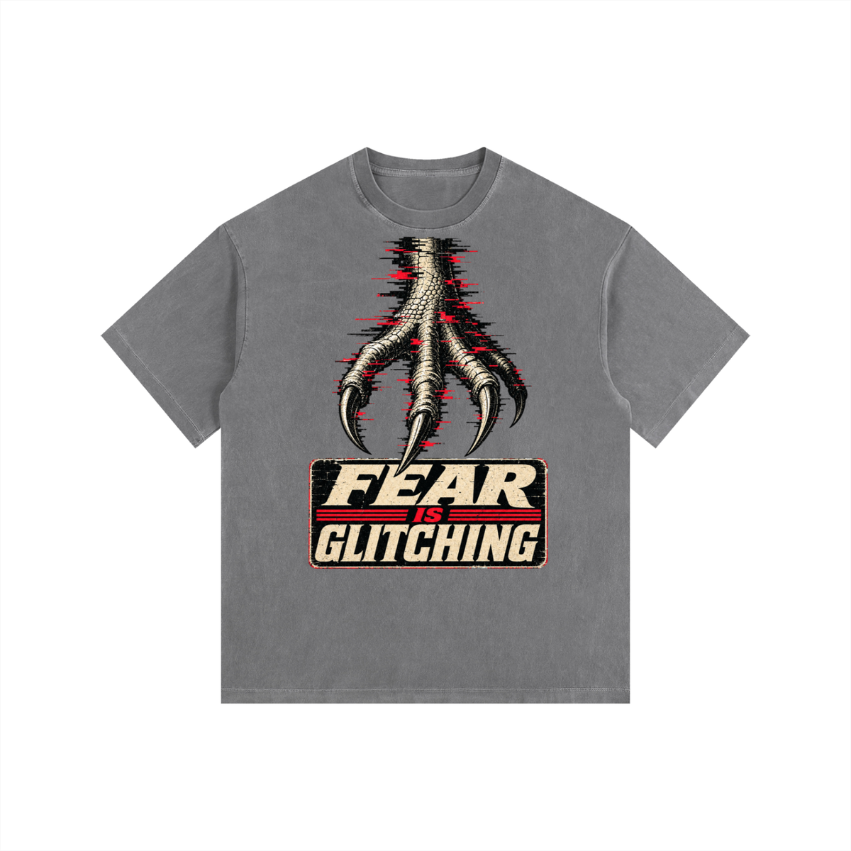 Fear is glitching-Vintage Washed Oversized Cotton T-Shirt