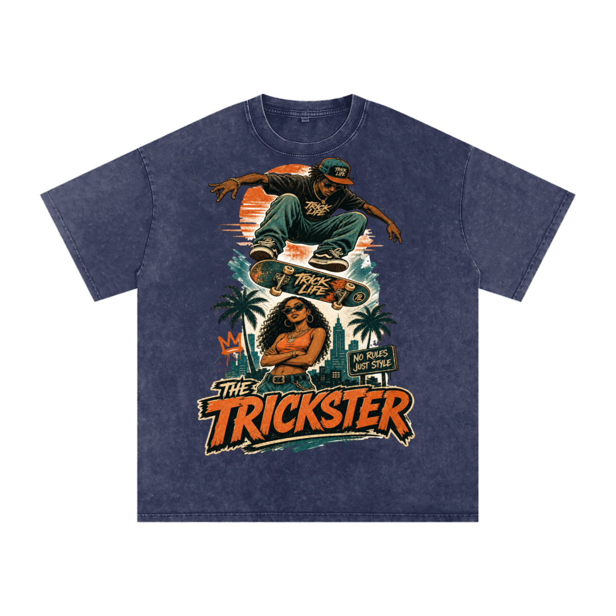 The trickster-Snow Washed Oversized Cotton T-Shirt