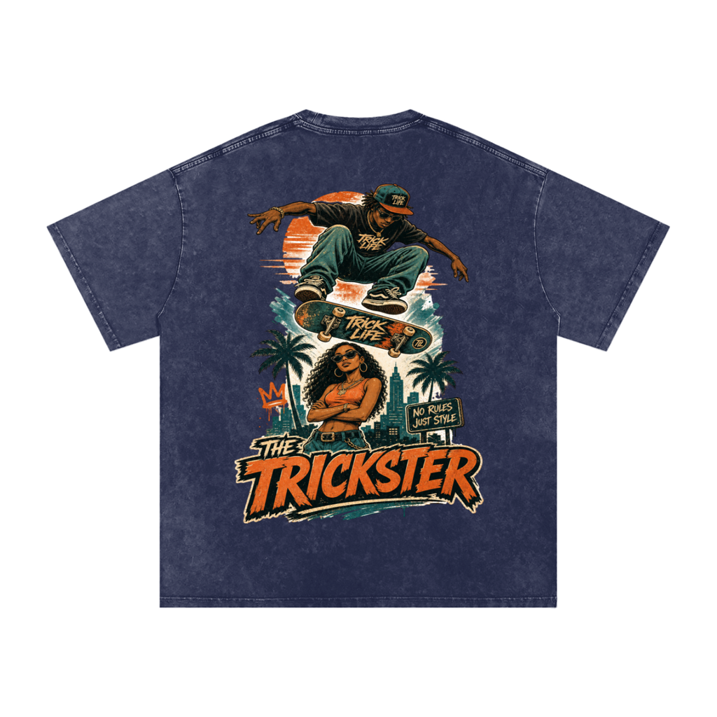 The trickster-Snow Washed Oversized Cotton T-Shirt