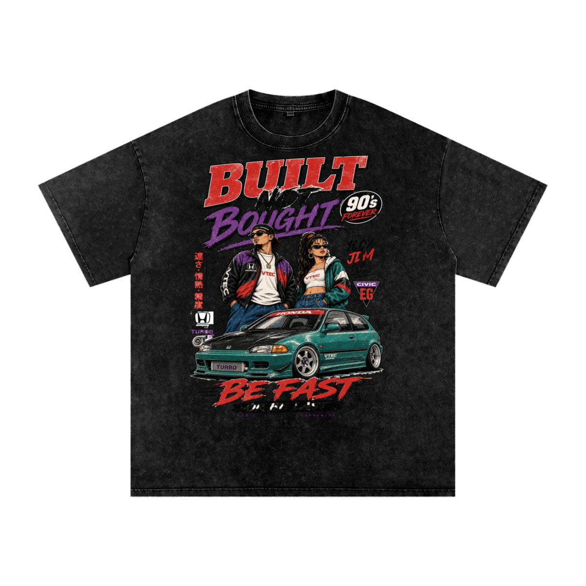 Built not brought-Snow Washed Oversized Cotton T-Shirt