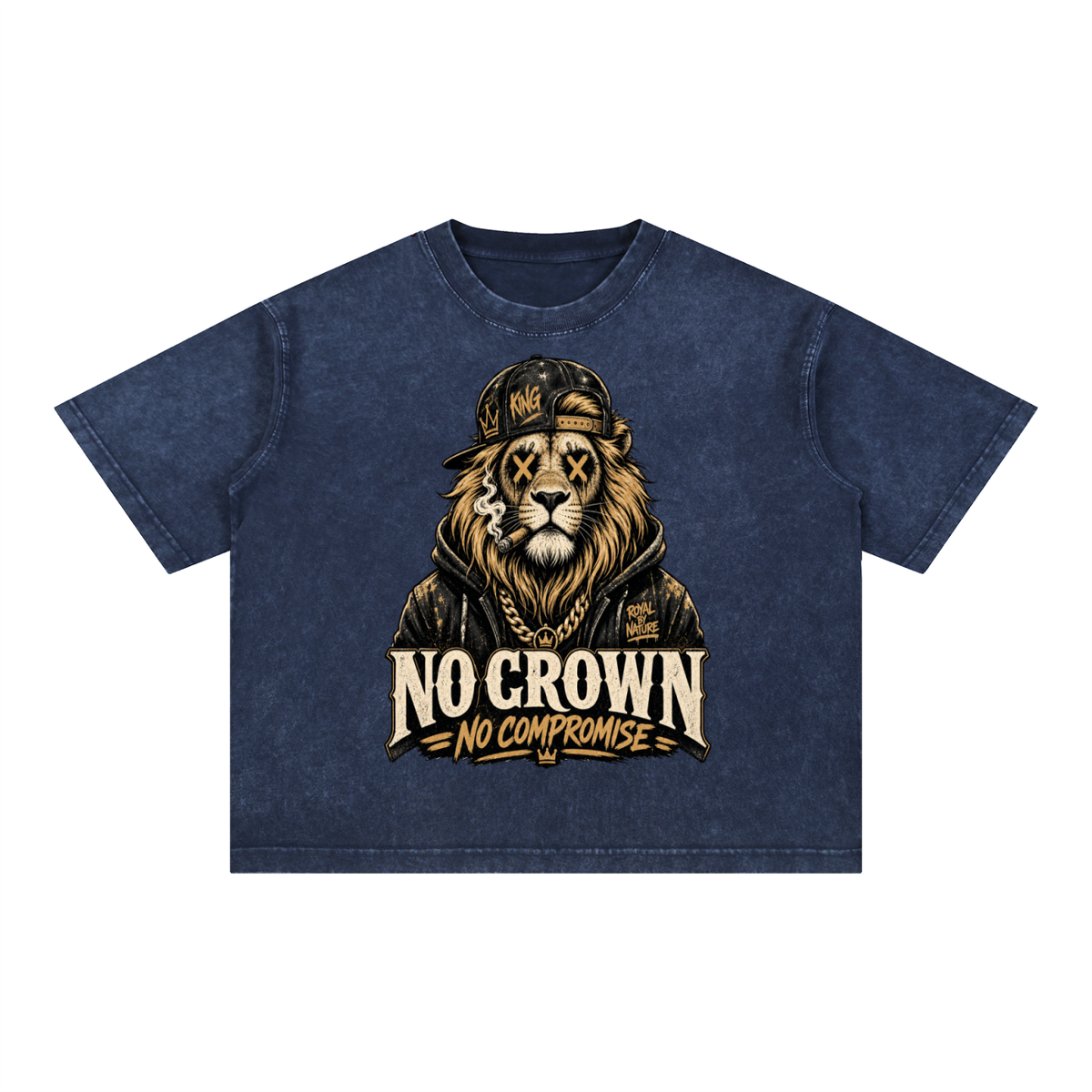 No crown no compromise-Mineral Wash Boxy Cotton T-Shirt