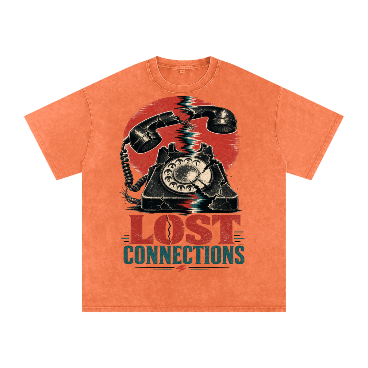 Lost connections-Snow Washed Oversized Cotton T-Shirt