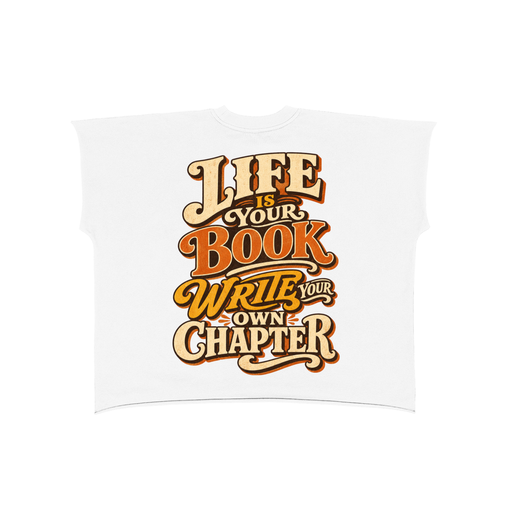 Life is your book-Raw Edge Boxy Non-Shrink T-Shirt
