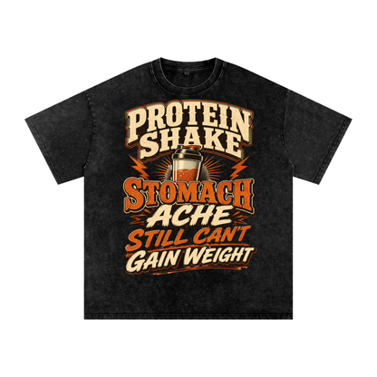 Unisex Protein shake Snow Washed Oversized Cotton T-Shirt