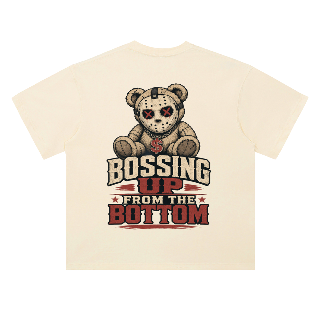 Bossing up from the bottom-Heavyweight Drop Shoulder Cotton T-Shirt