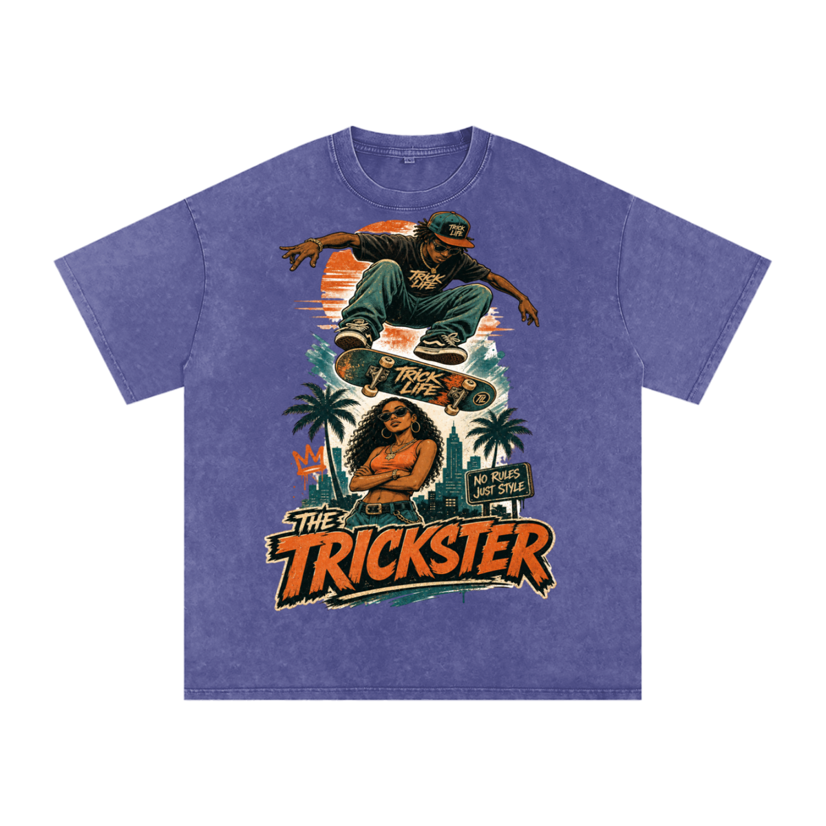 The trickster-Snow Washed Oversized Cotton T-Shirt
