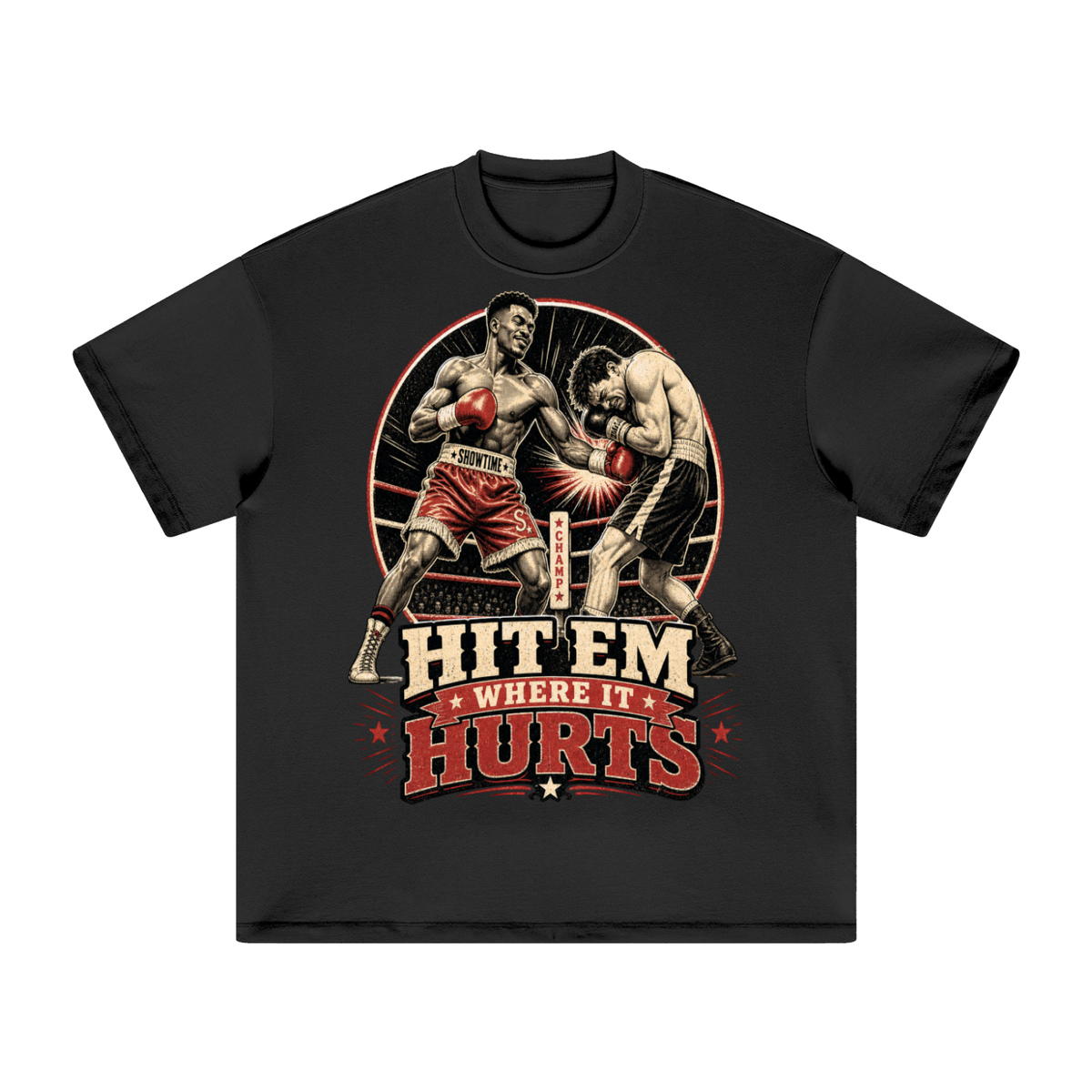 Hit em where it hurts-Heavyweight Earth Tone T-Shirt