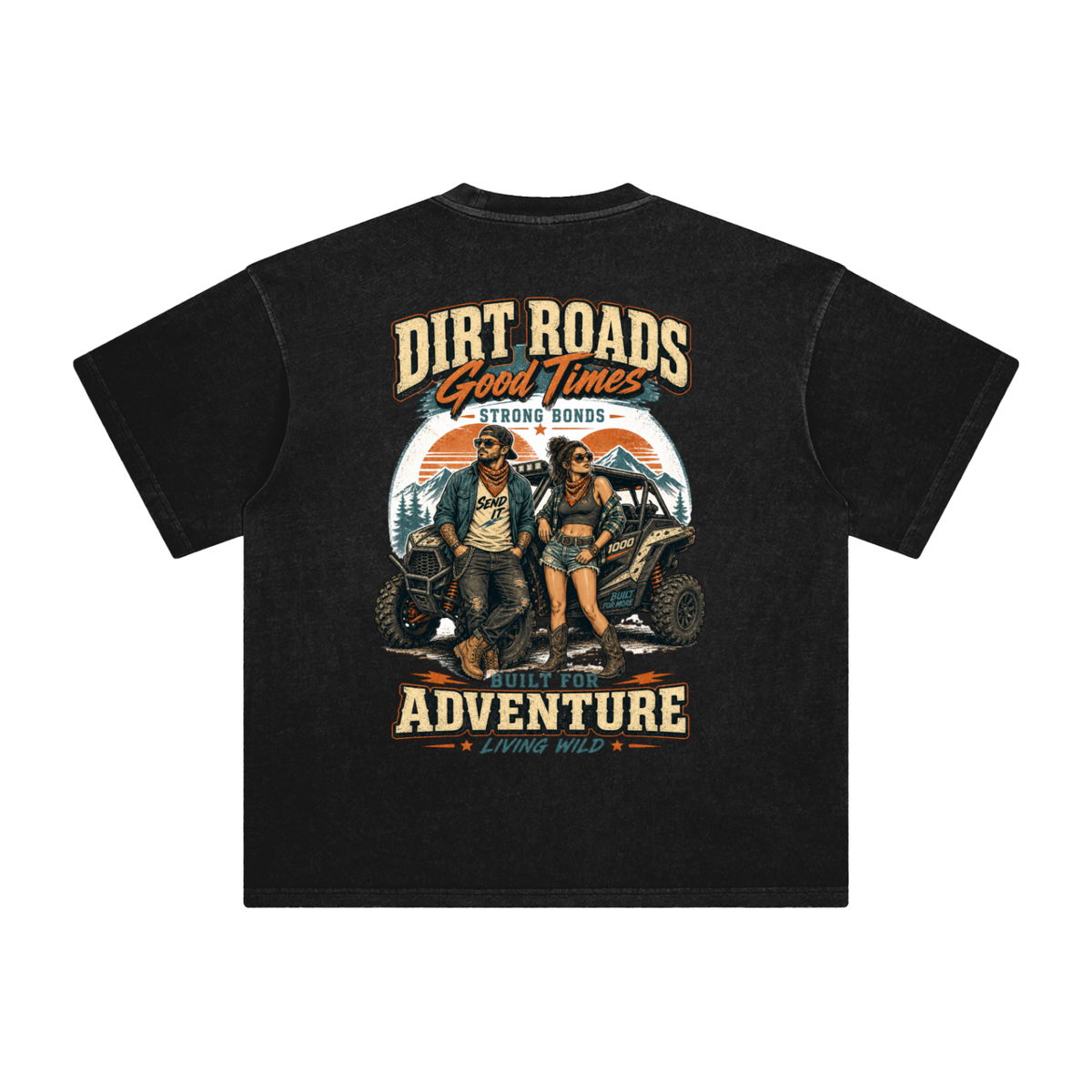 Dirt roads good times-Enzyme Washed T-Shirt