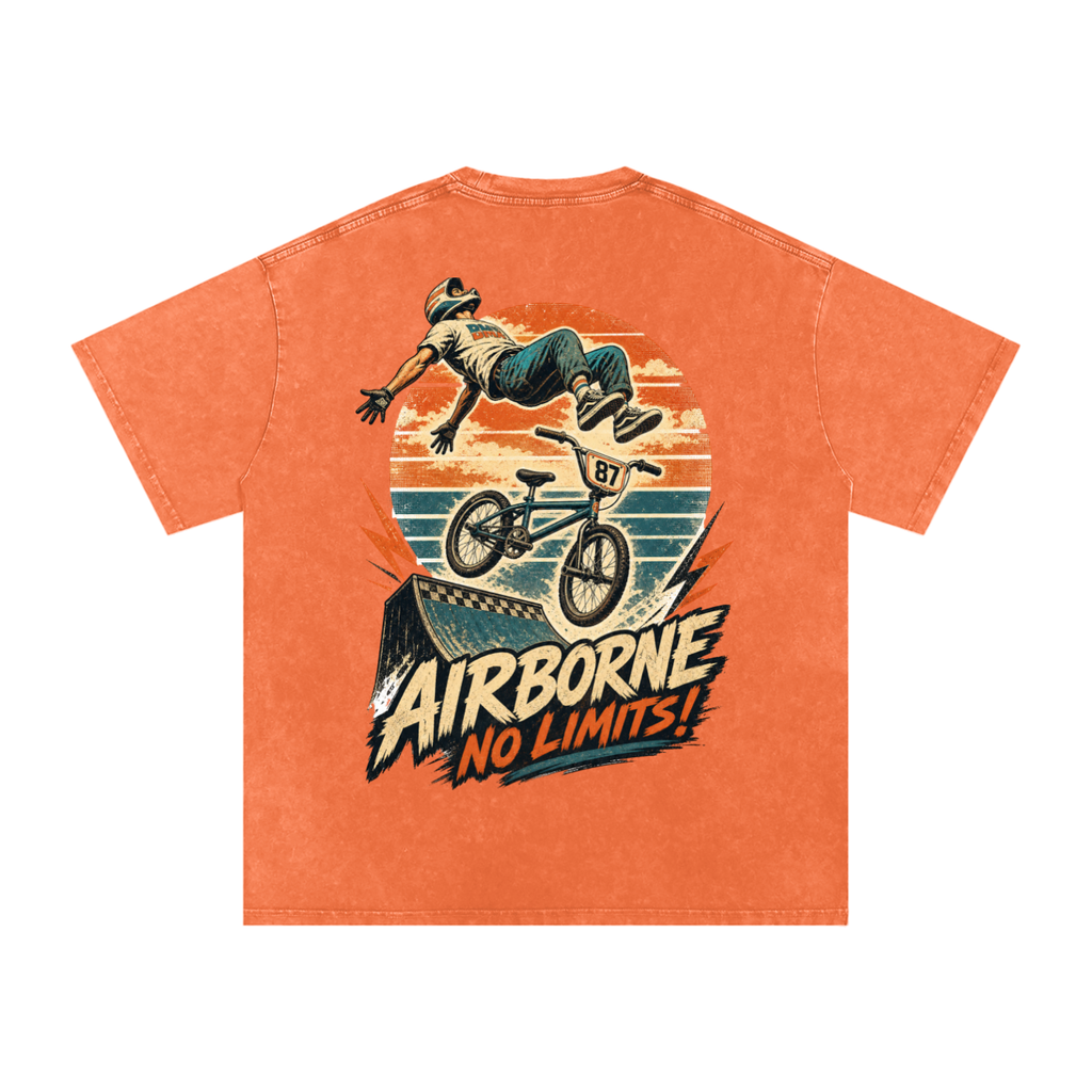 Airborne no limits-Snow Washed Oversized Cotton T-Shirt