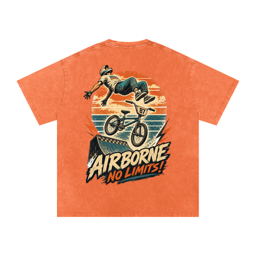 Airborne no limits-Snow Washed Oversized Cotton T-Shirt